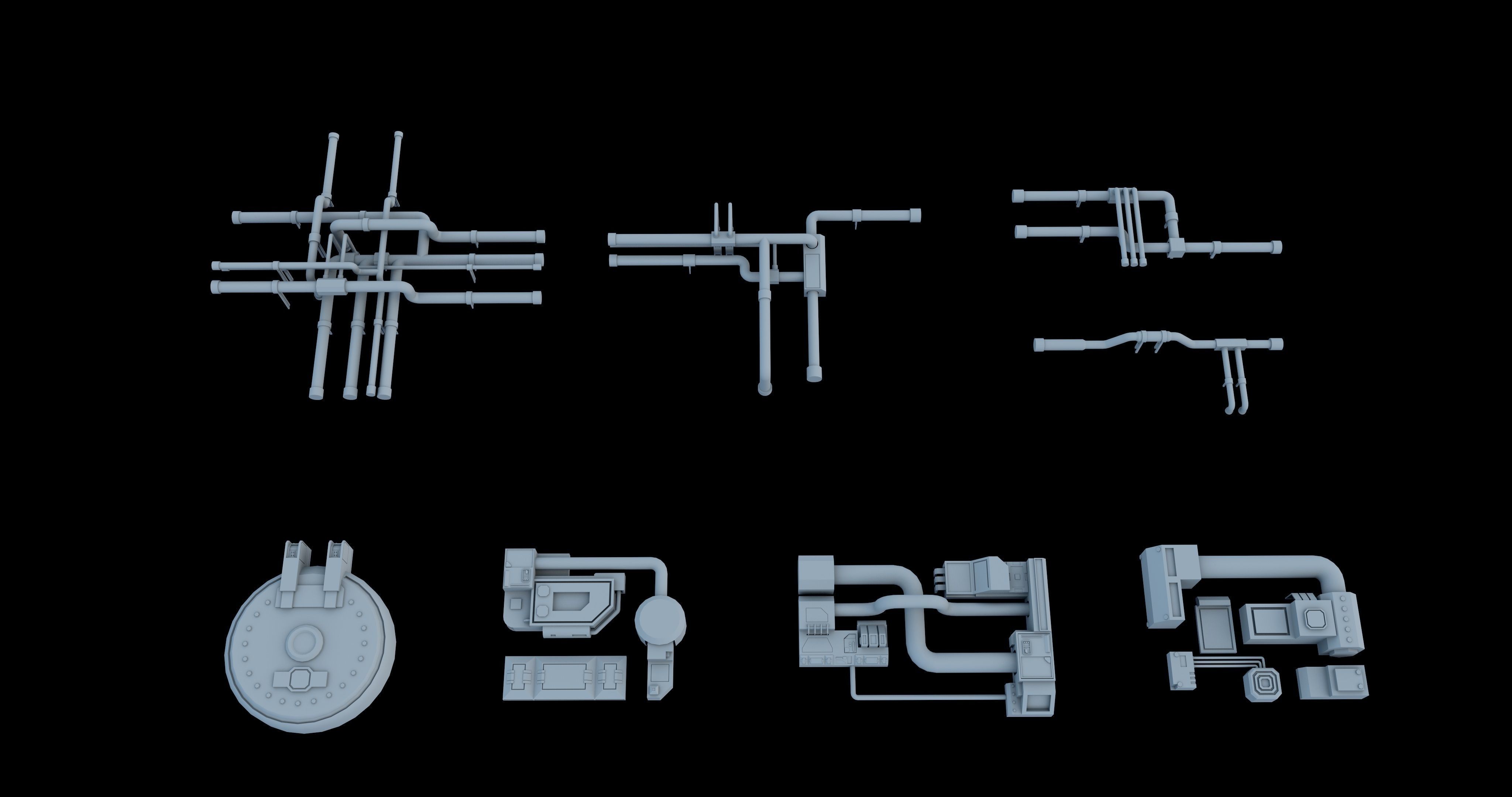 Sci-Fi  Greeble Kitbash 3D model_5