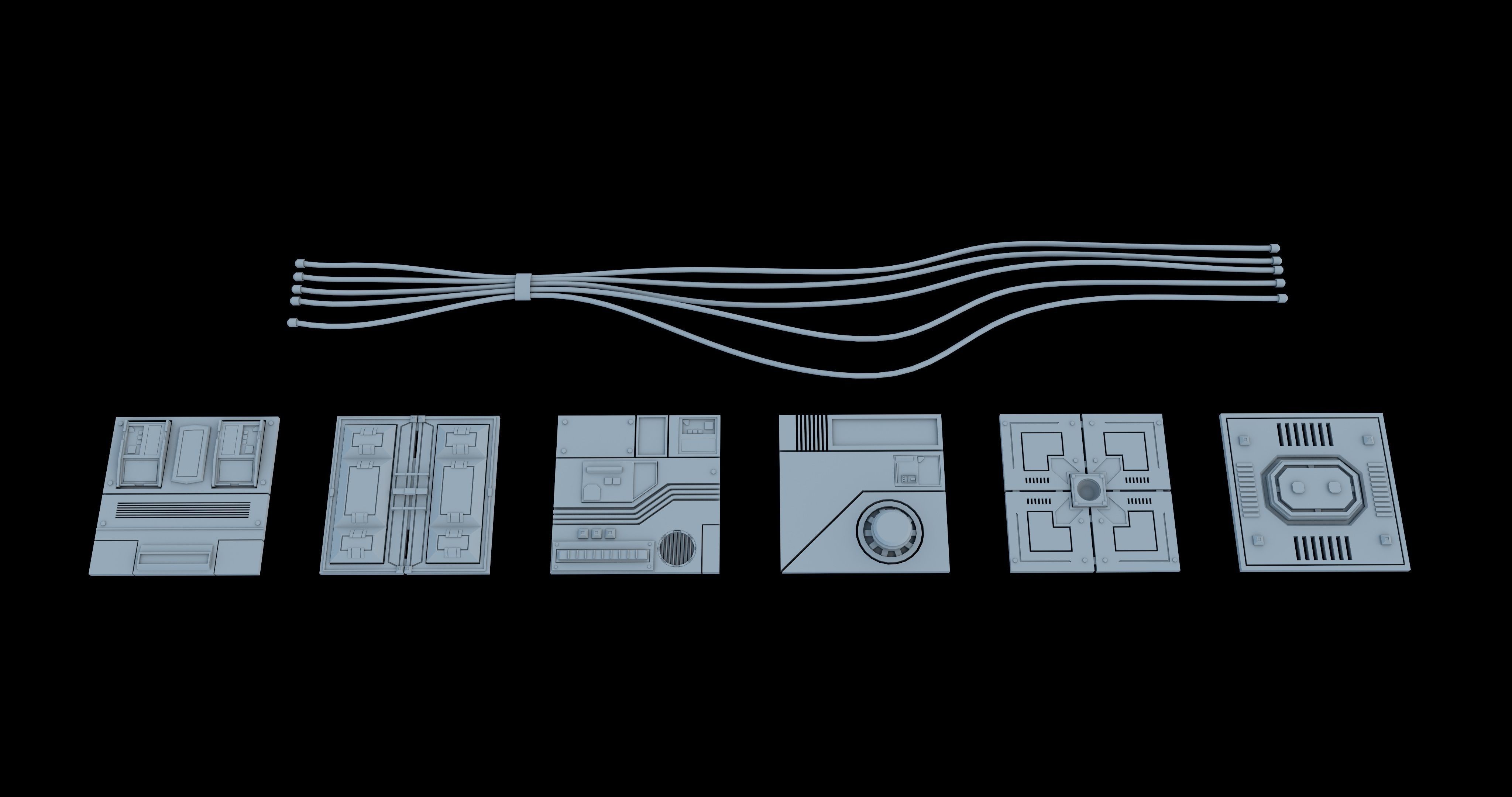 Sci-Fi  Greeble Kitbash 3D model_6