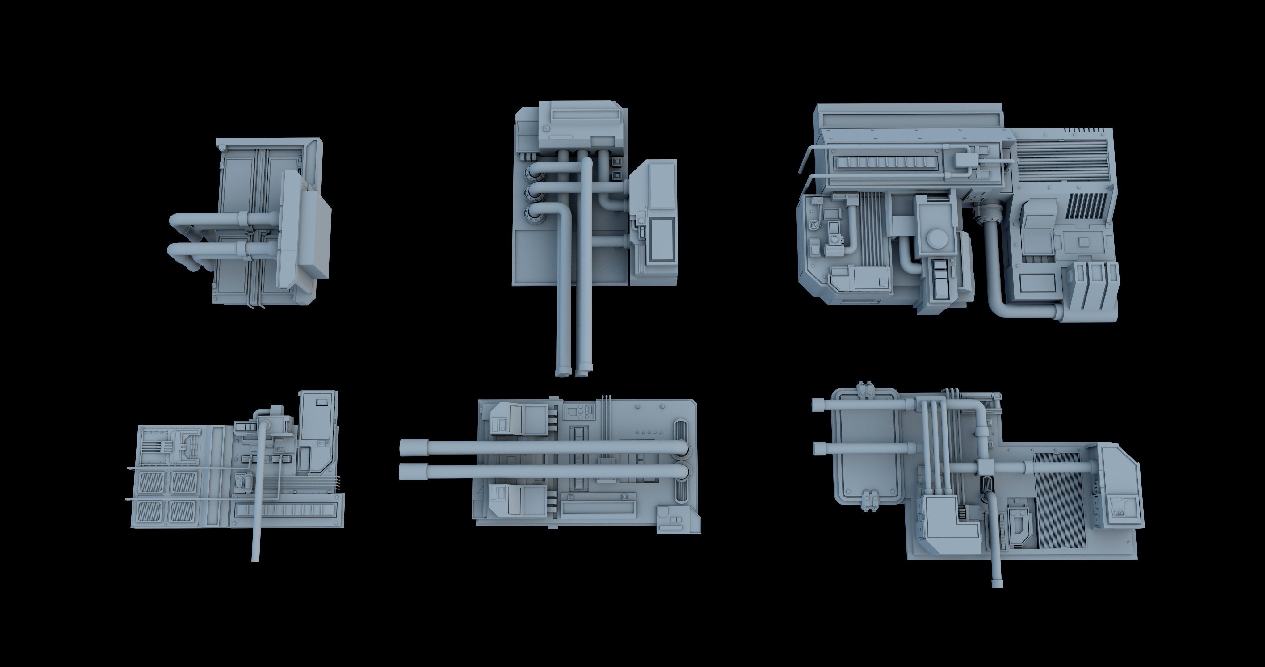 Sci-Fi  Greeble Kitbash 3D model_1