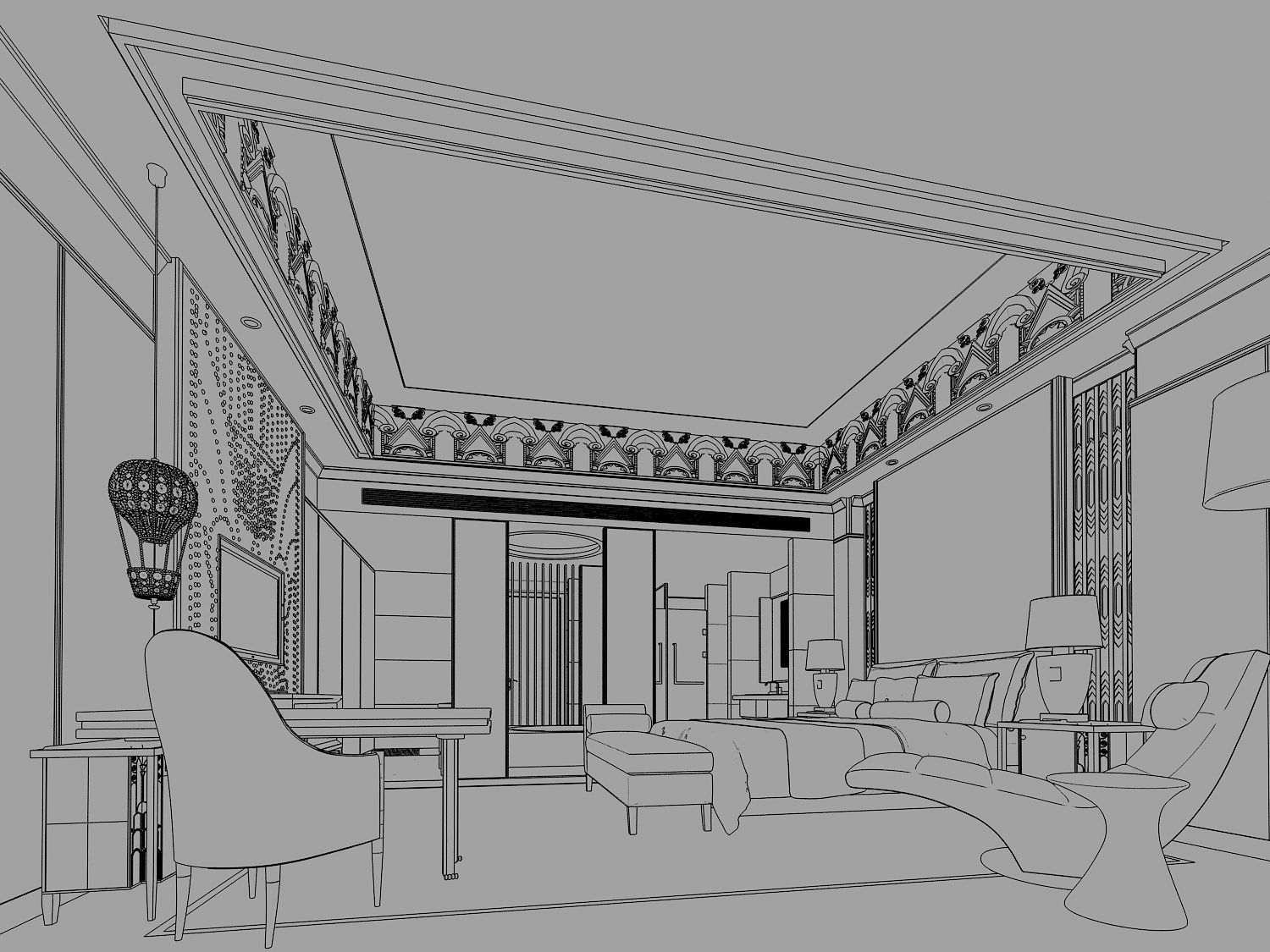 hotel guestroom  3D model_2