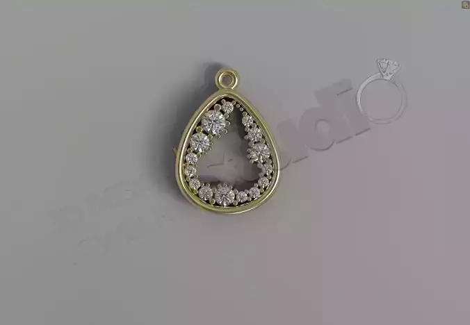 Small fashion tear pendant with gems 3d model