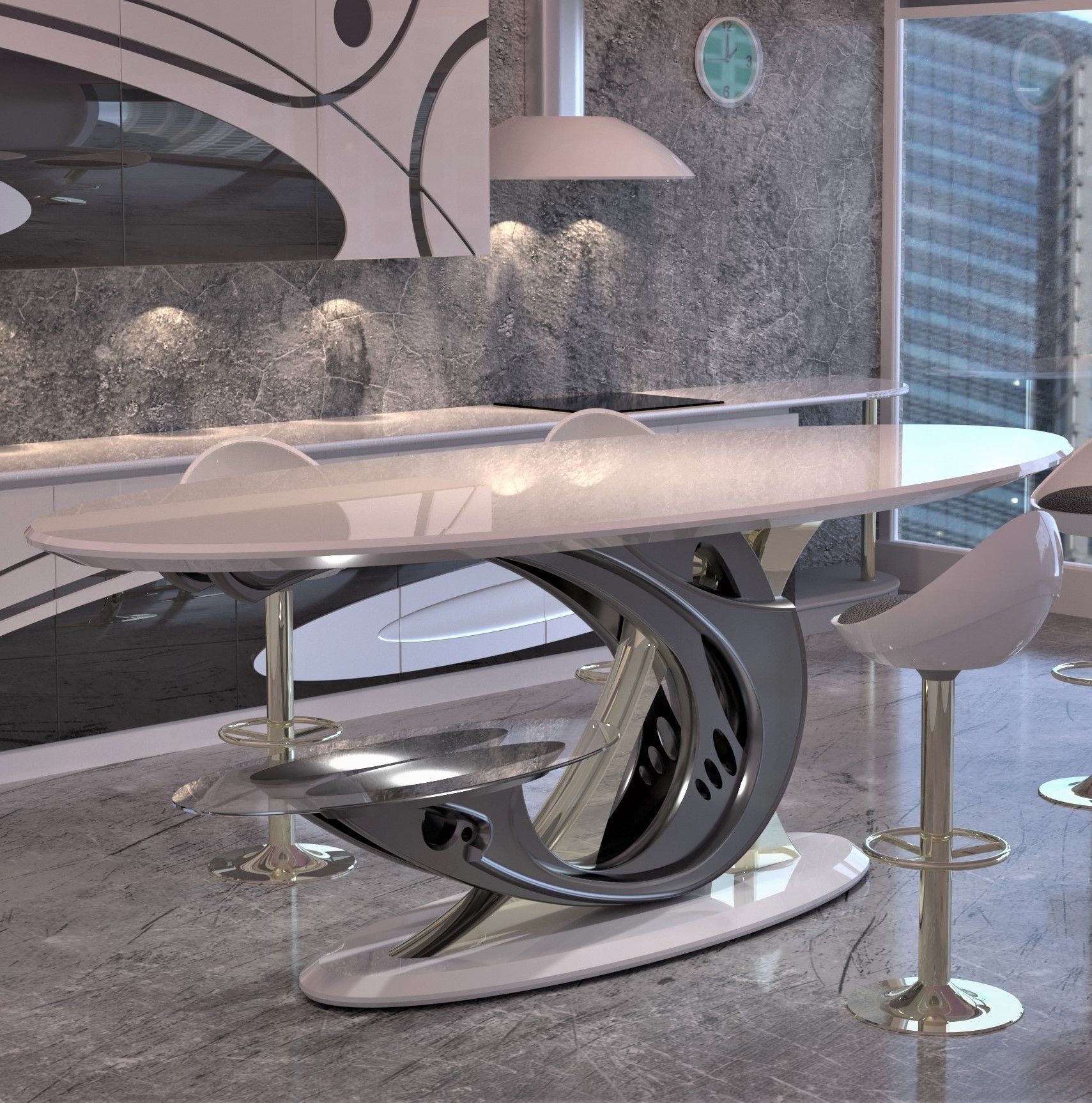 Table futurist dining 3D model_1