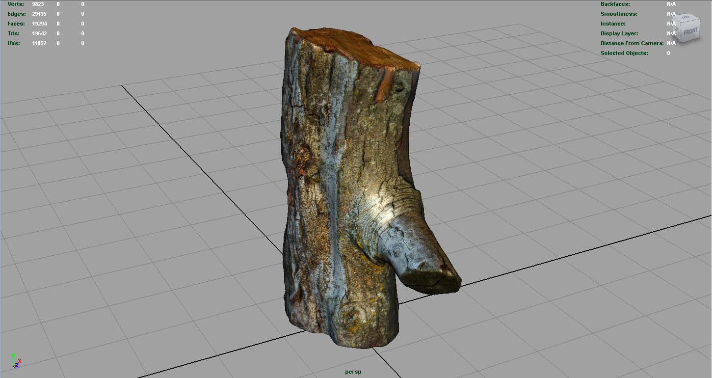 Wood Log 1 Low-poly 3D model_5