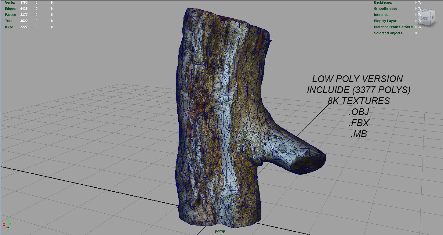 Wood Log 1 Low-poly 3D model_14