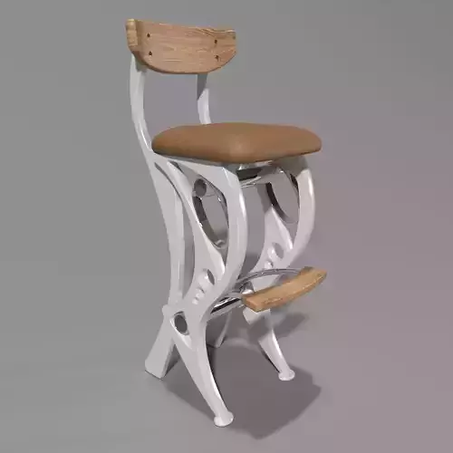 Chair bar stool with wooden seat