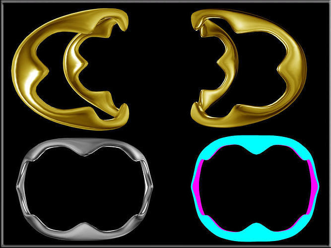 Crown Ring 02 - Curved  Low-poly 3D model