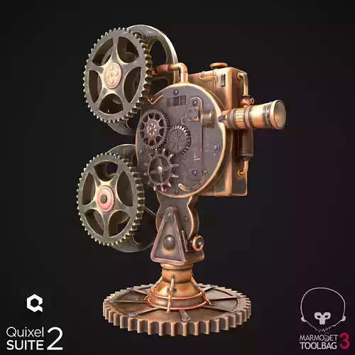 Steampunk Projector Low-poly 3D model