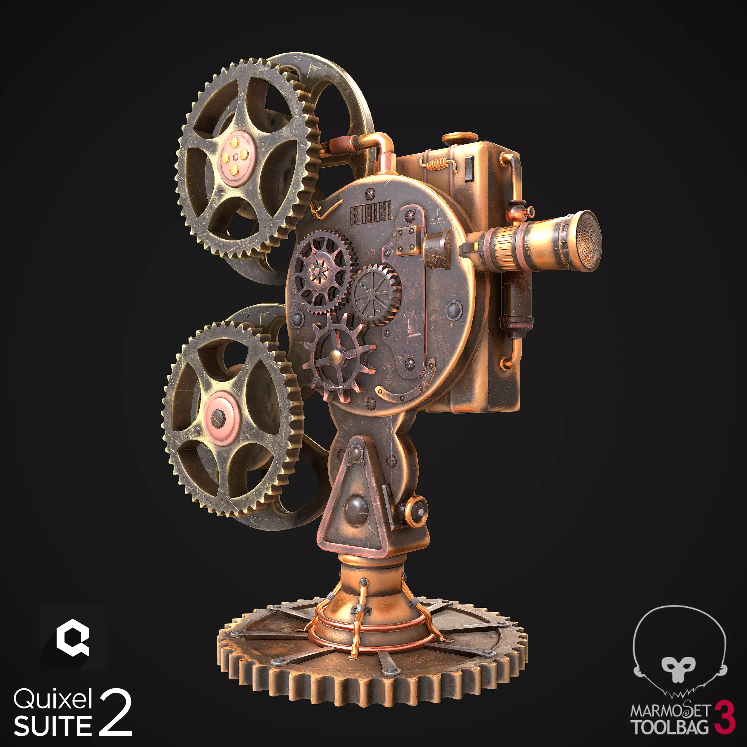 Steampunk Projector Low-poly 3D model