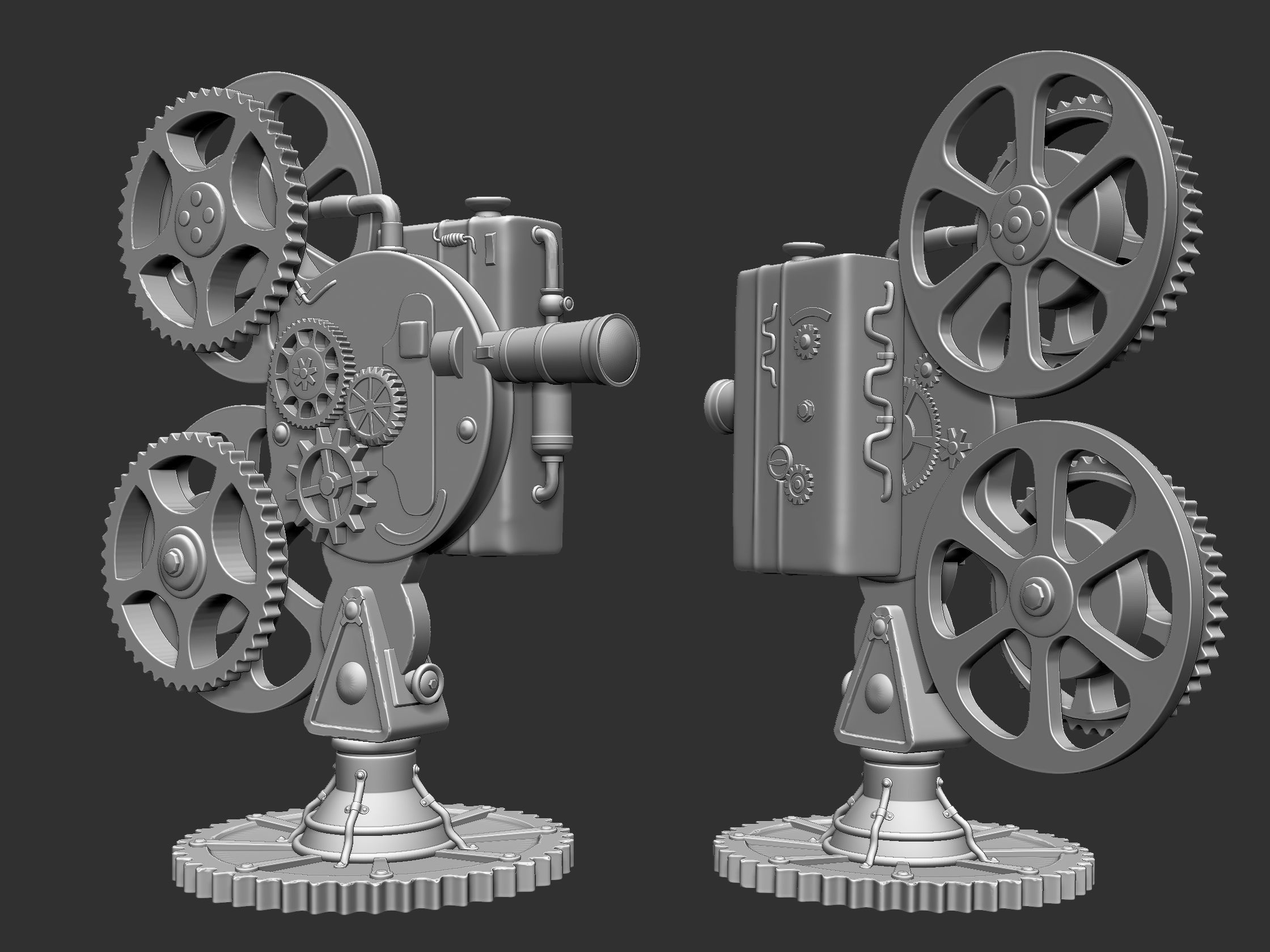 Steampunk Projector Low-poly 3D model
