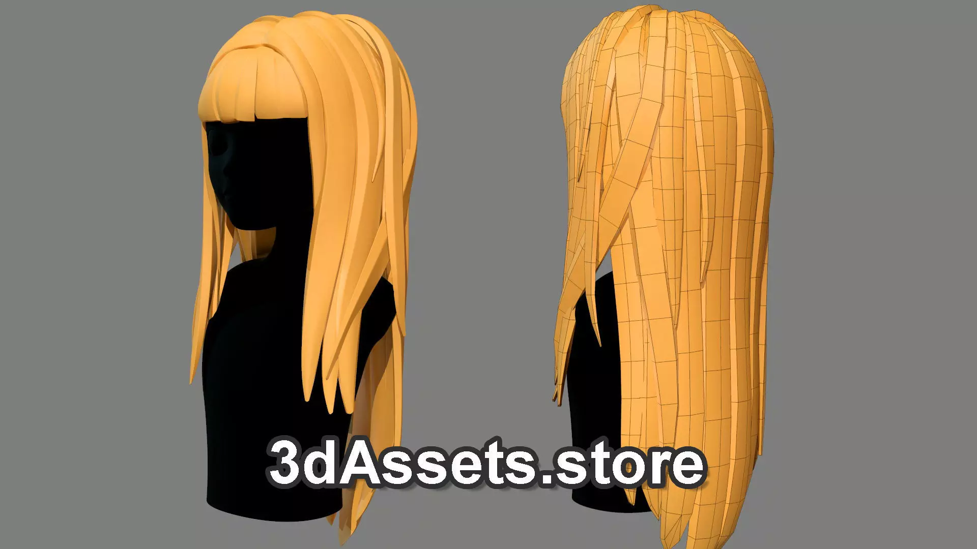 Character - Cartoon - Girl Long Hairs 08 Low-poly 3D model
