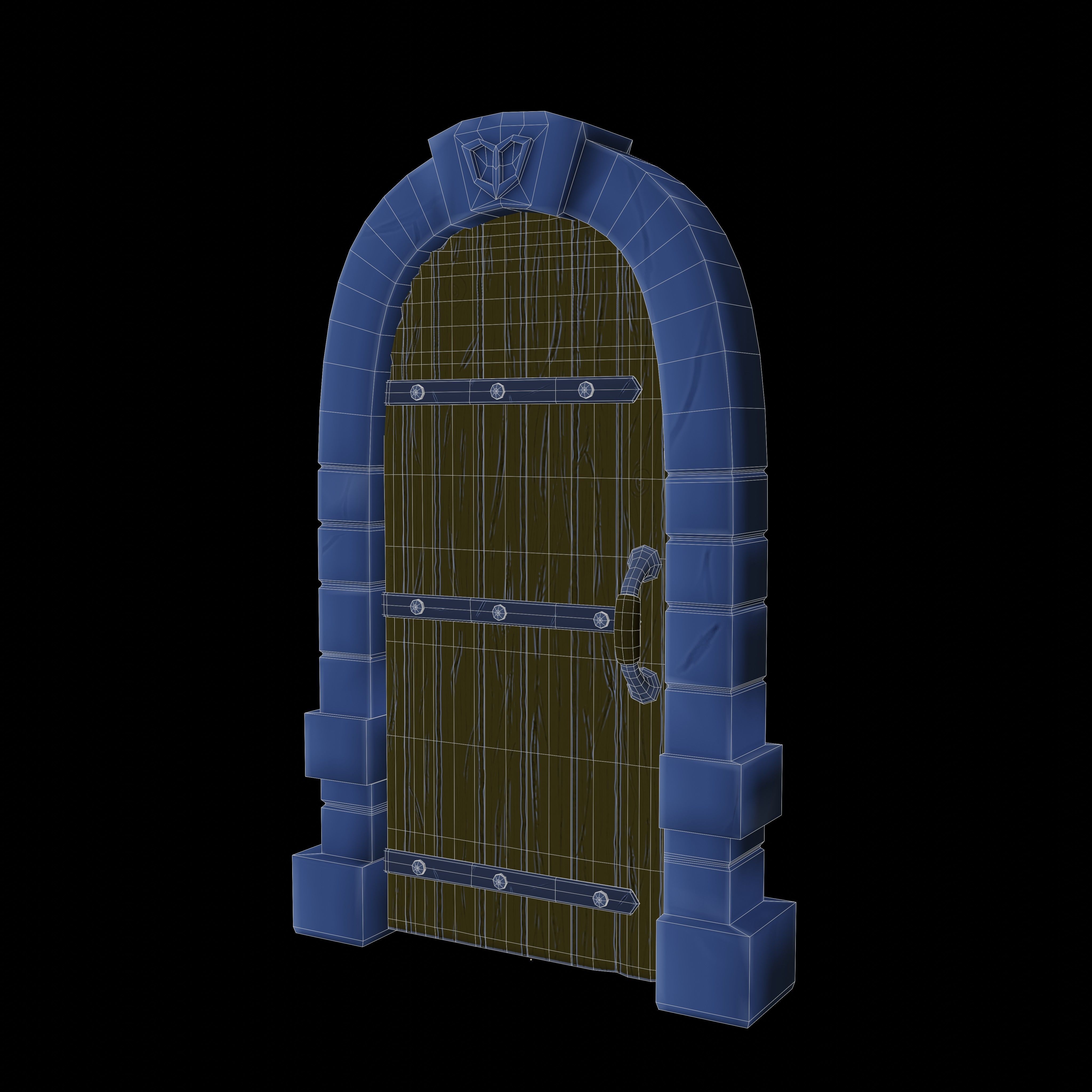 Stylized Dungeon Door Low-poly 3D model_6
