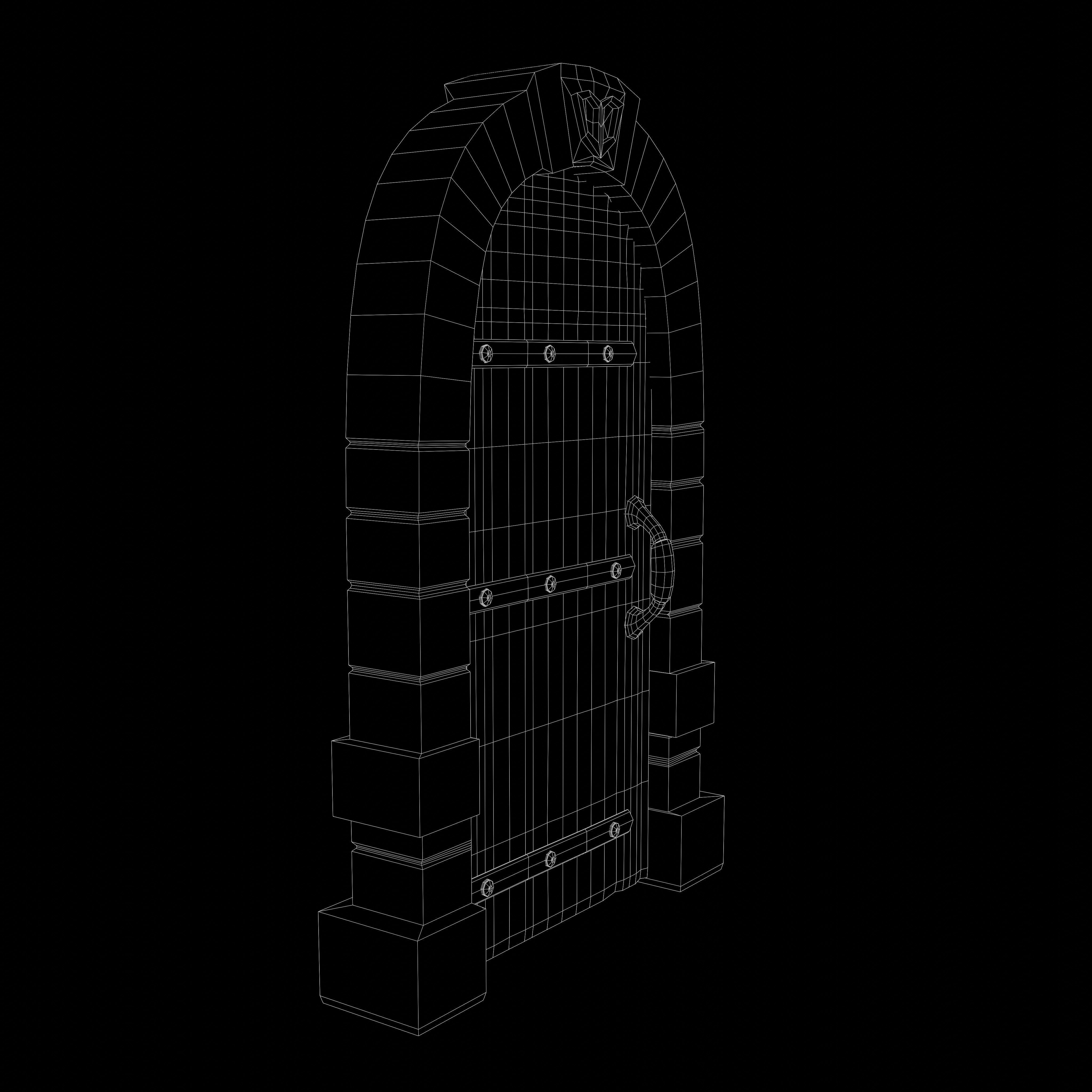 Stylized Dungeon Door Low-poly 3D model_5