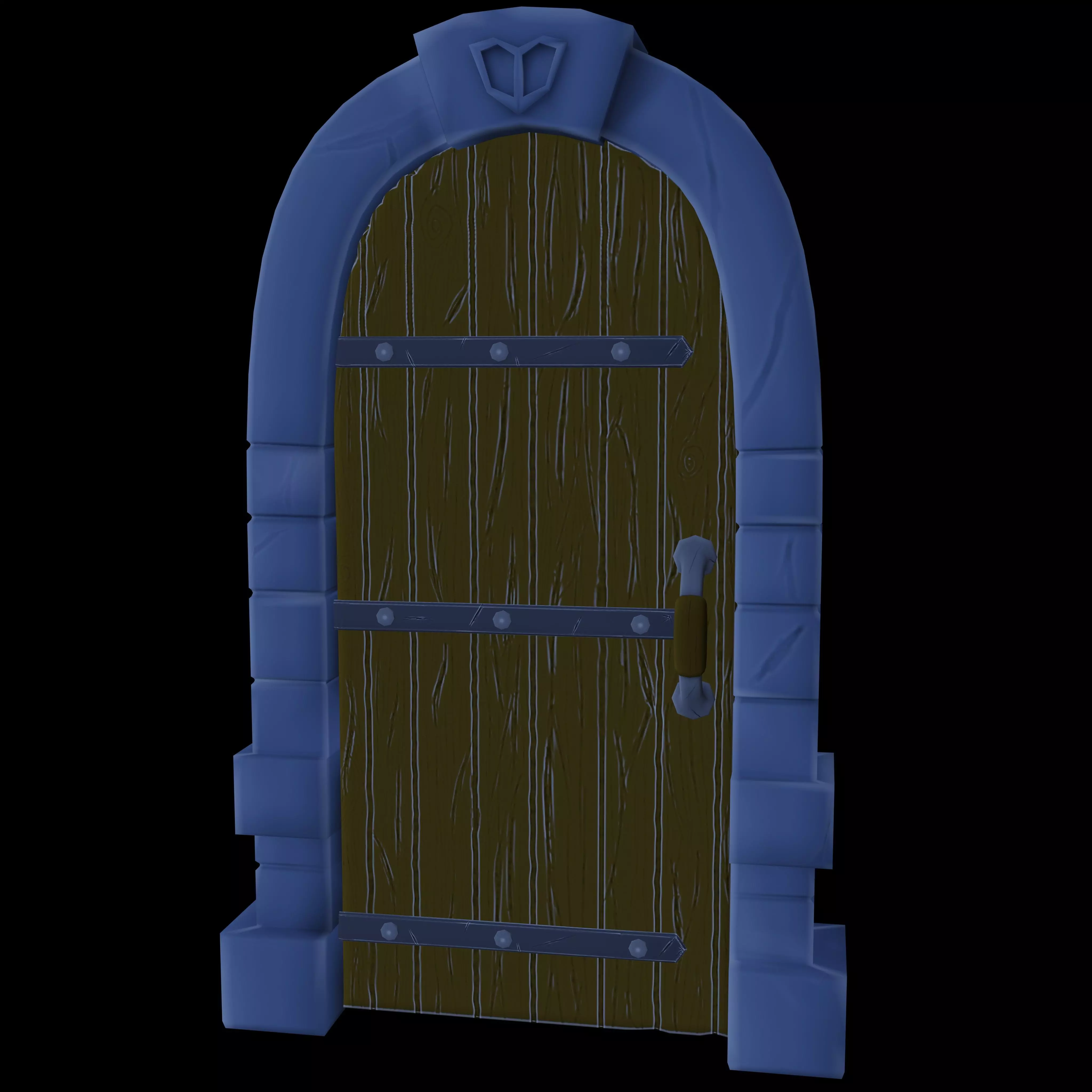 Stylized Dungeon Door Low-poly 3D model_0