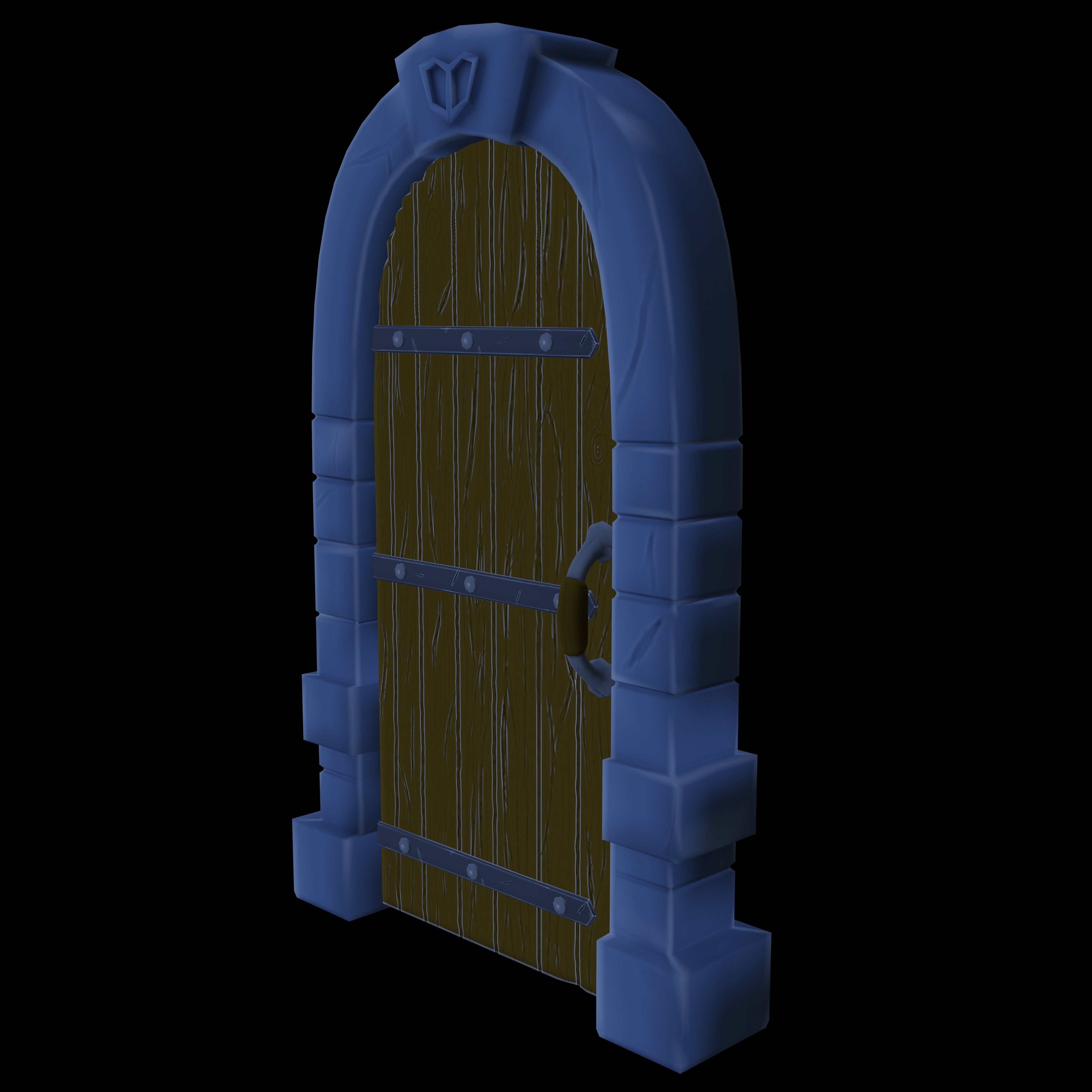 Stylized Dungeon Door Low-poly 3D model_1