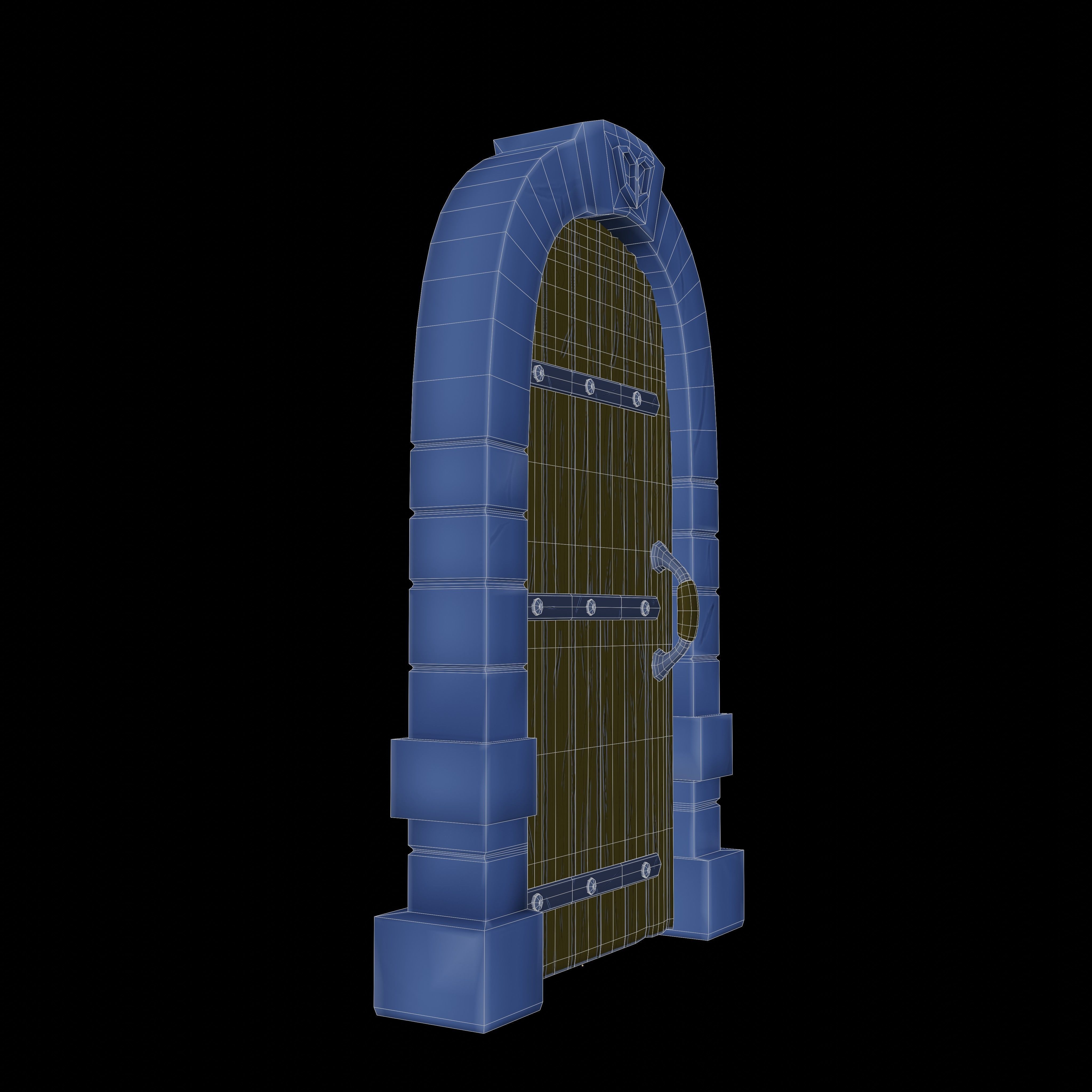 Stylized Dungeon Door Low-poly 3D model_7