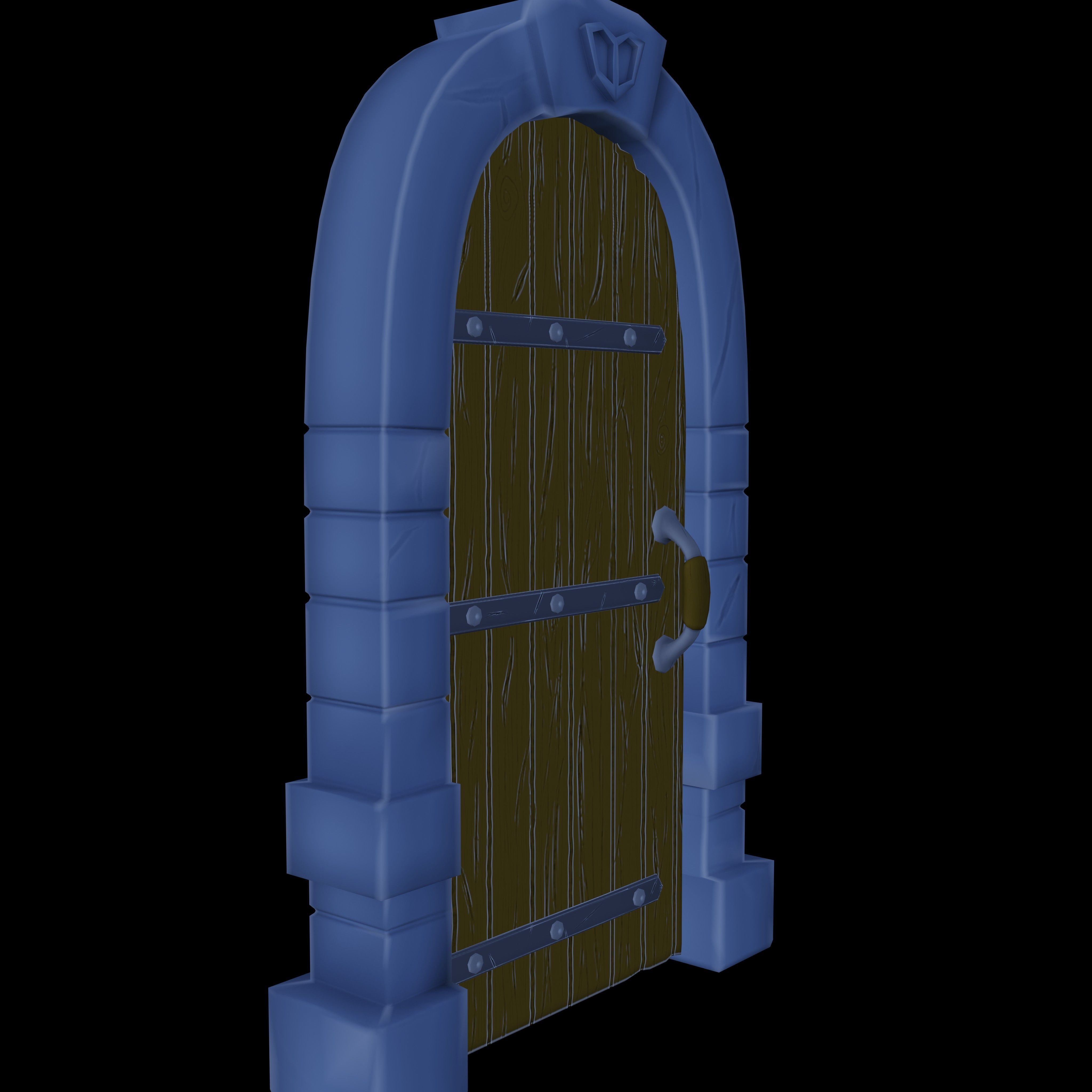 Stylized Dungeon Door Low-poly 3D model_2