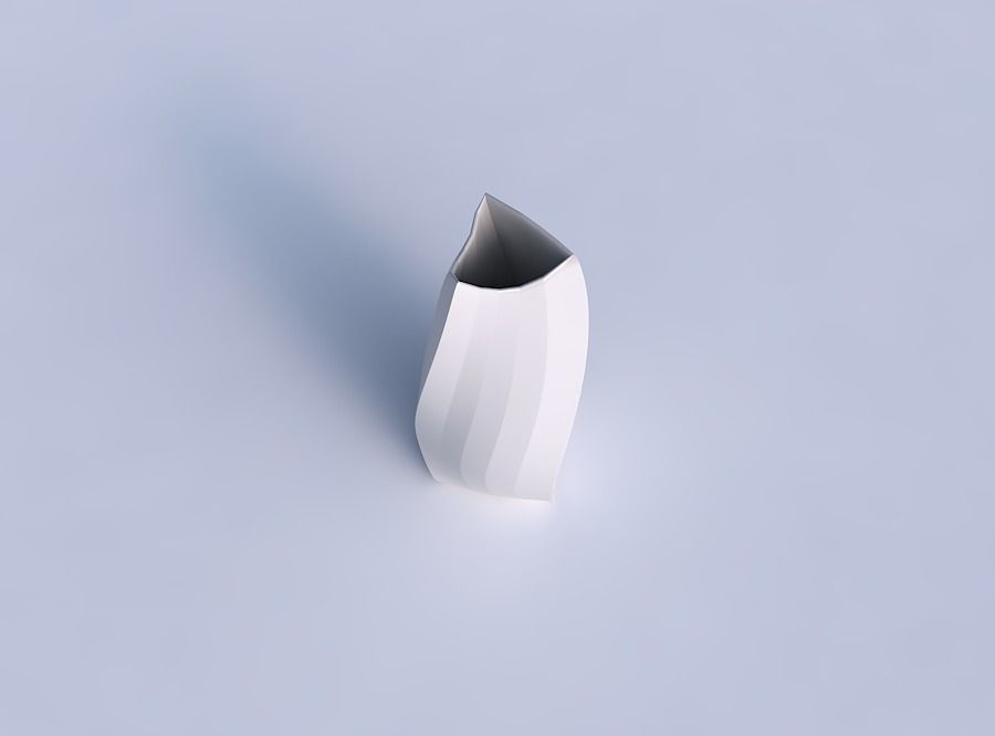 Vase twist curved tipping triangle 2 with bands 3D print model_1