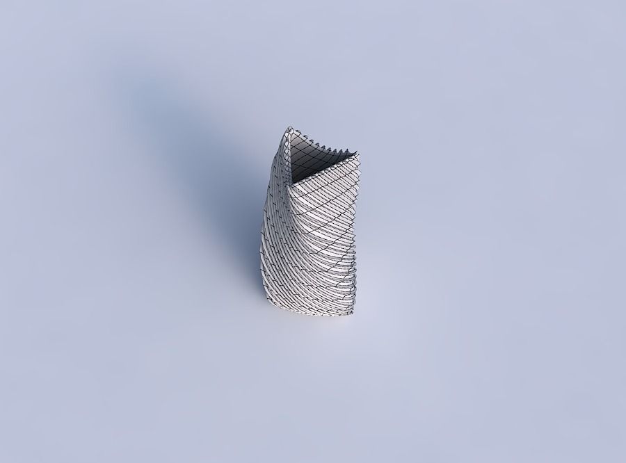 Vase twist curved tipping triangle 2 with bent extruded lines 2 3D print model_6