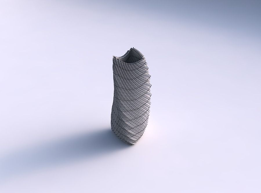 Vase twist curved tipping triangle 2 with bent extruded lines 2 3D print model_5