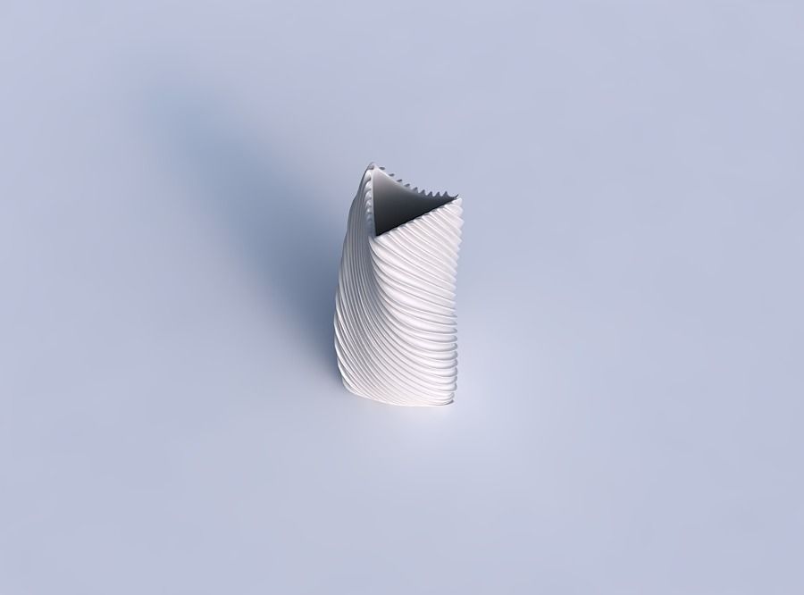 Vase twist curved tipping triangle 2 with bent extruded lines 2 3D print model_1