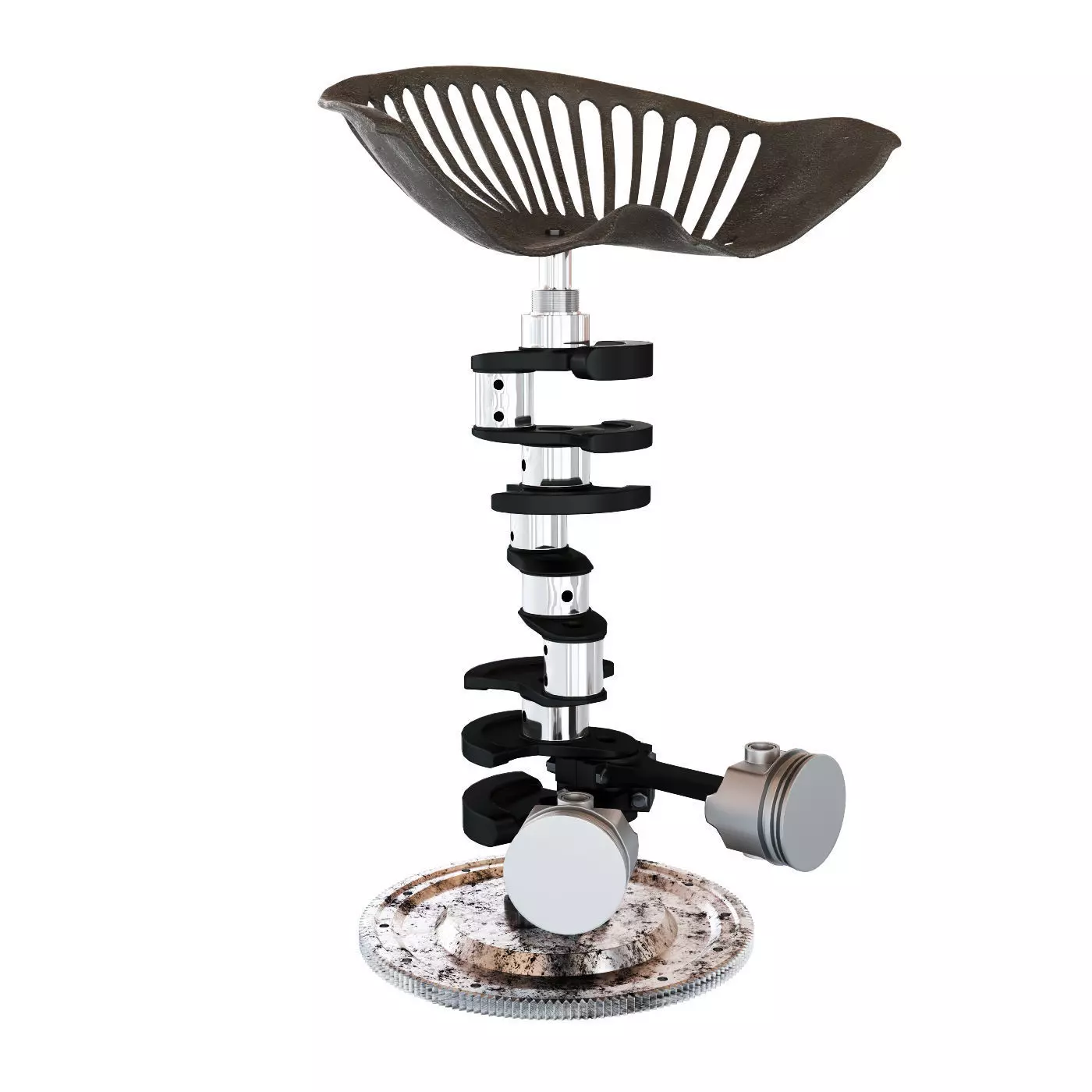 Metal bar stool 3D model