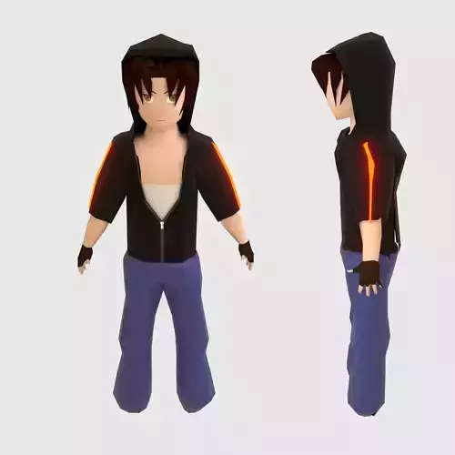 Low poly Anime character boy Free low-poly 3D model