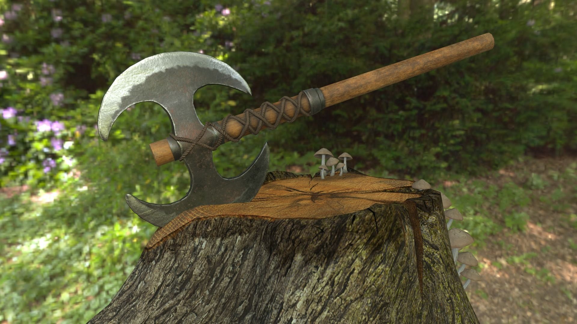 3D model PBR Medieval twohanded battle axe VR / AR / lowpoly CGTrader