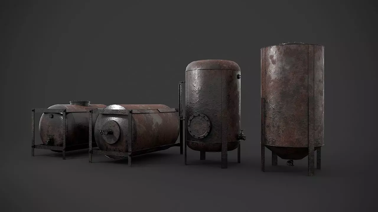 Rusted liquid storages Free 3D model