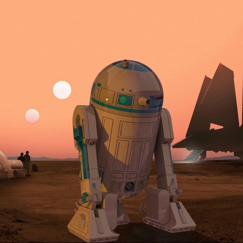 STAR WARS R2D2 detailed printable 360 deg rotating openable head 3D print model_1