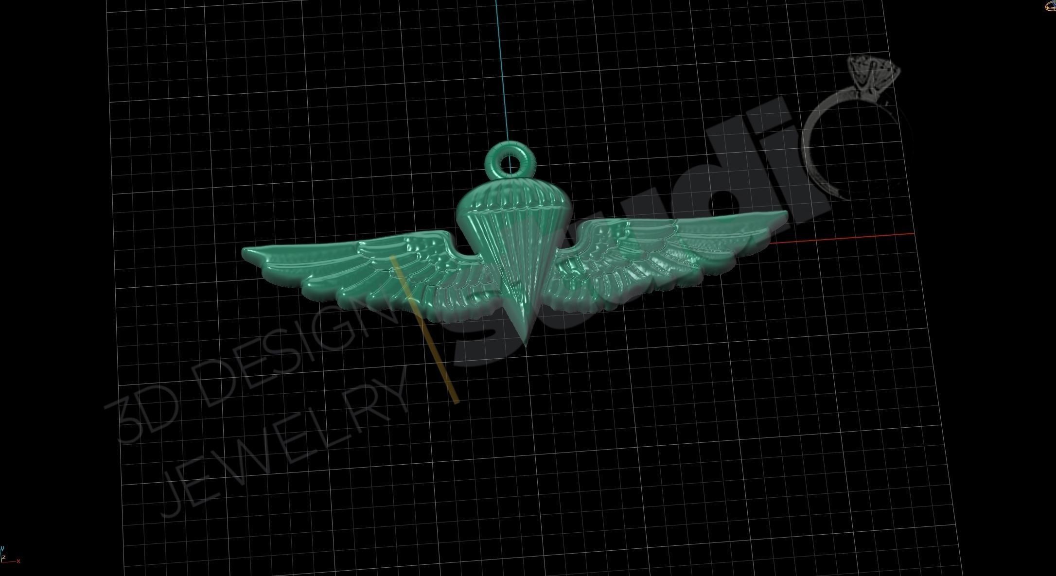 Army special force paratrooper logo pendant 3d model 3D print model_4