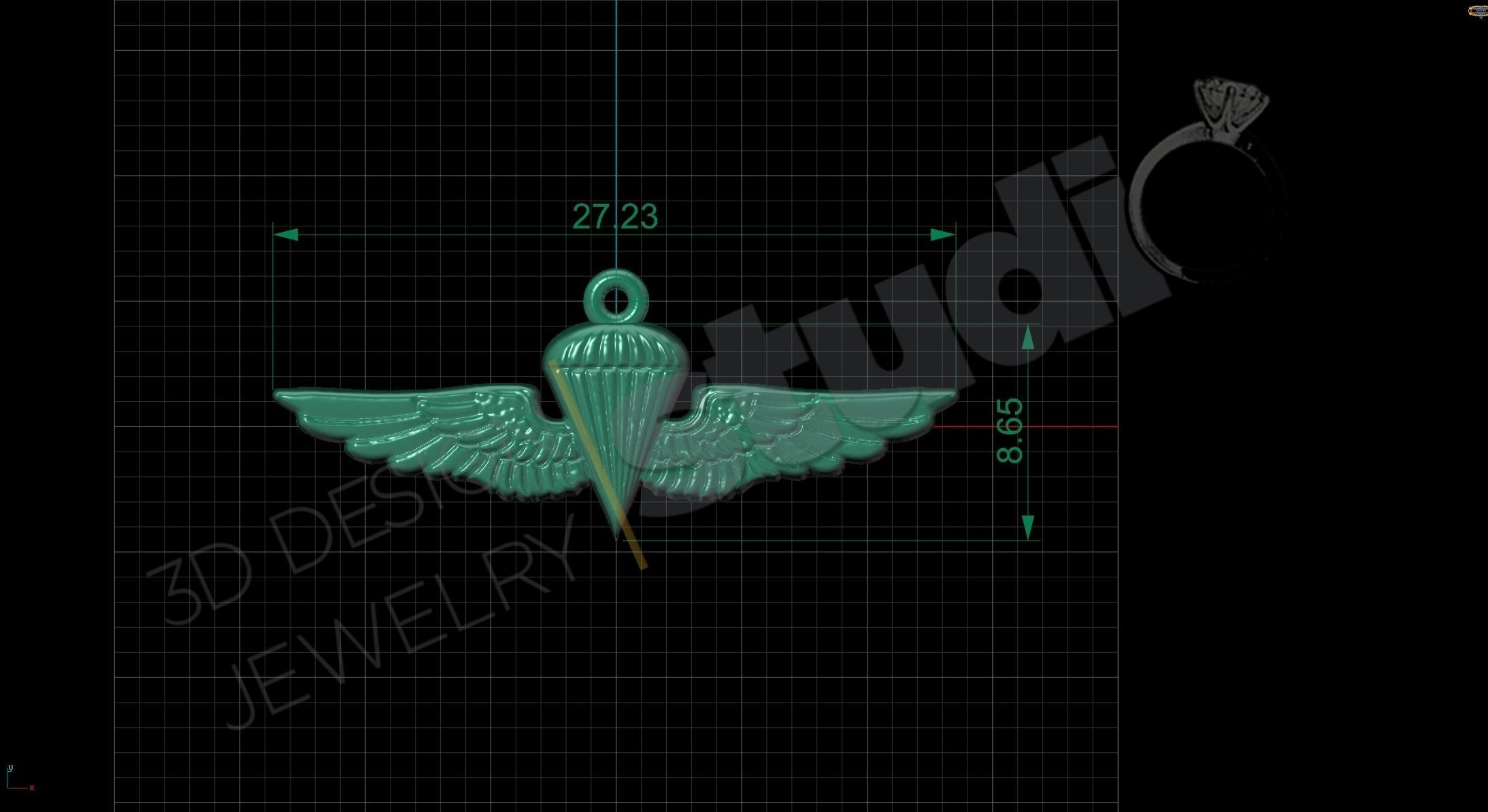 Army special force paratrooper logo pendant 3d model 3D print model_2