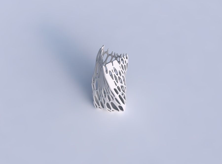 Vase twist curved tipping triangle 2 with cracked organic lat... 3D print model_1