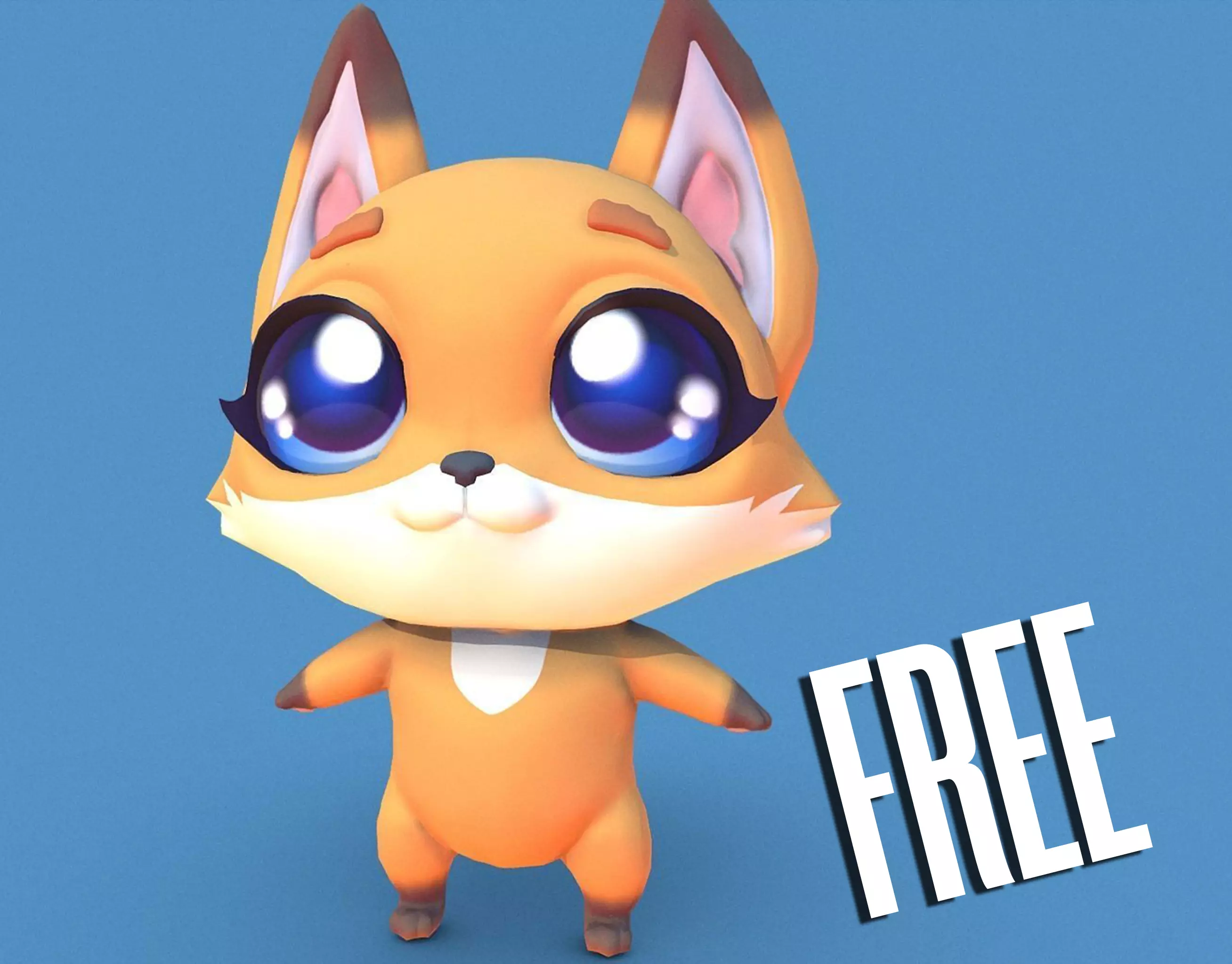 PBR Fox Character Free low-poly 3D model_0