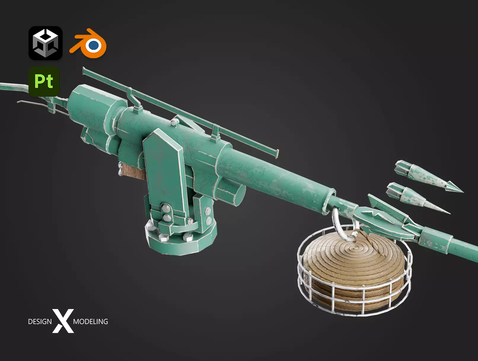 Ship Harpoon Low-poly 3D model