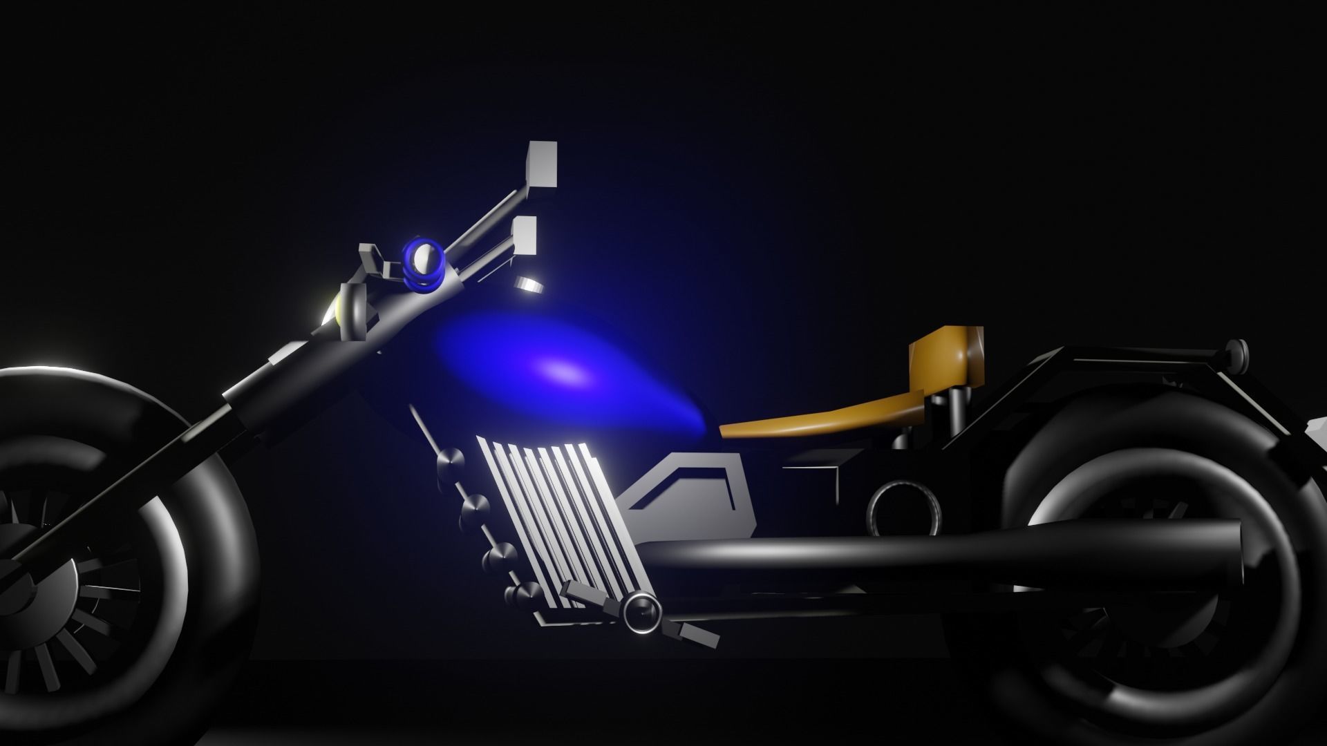 Blue Chopper Low-poly 3D model_4