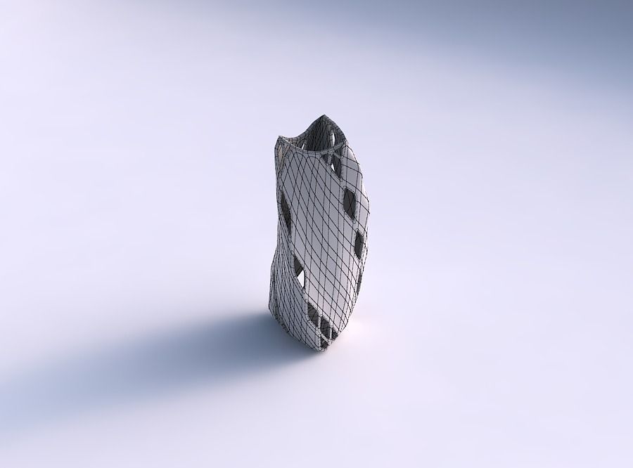 Vase twist curved tipping triangle 2 with diagonal grid latti... 3D print model_5