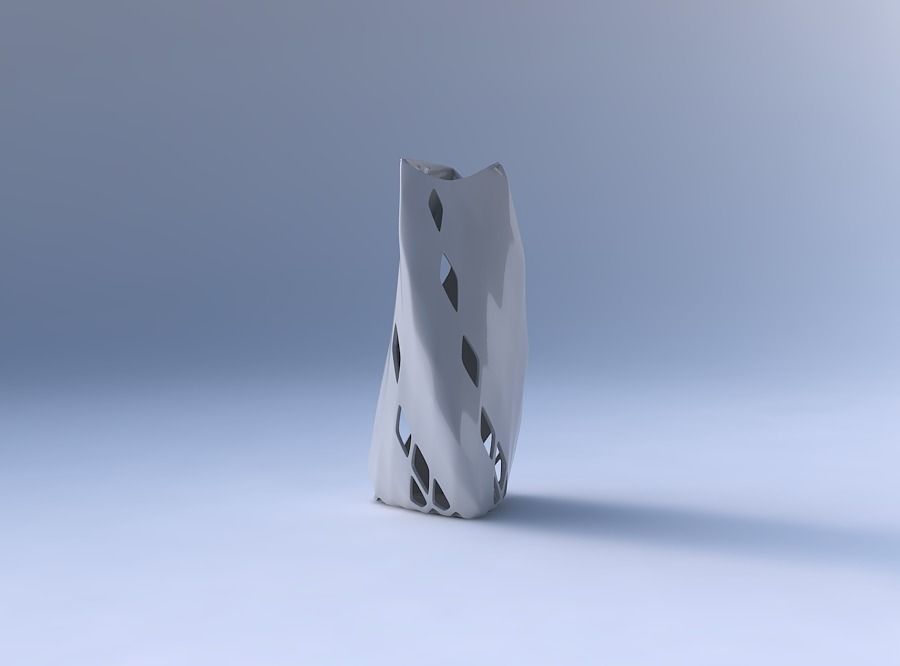 Vase twist curved tipping triangle 2 with diagonal grid latti... 3D print model_4