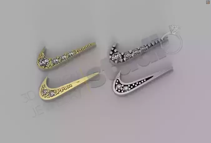 Nike logo earring with gems two versions 3d model 3D print model