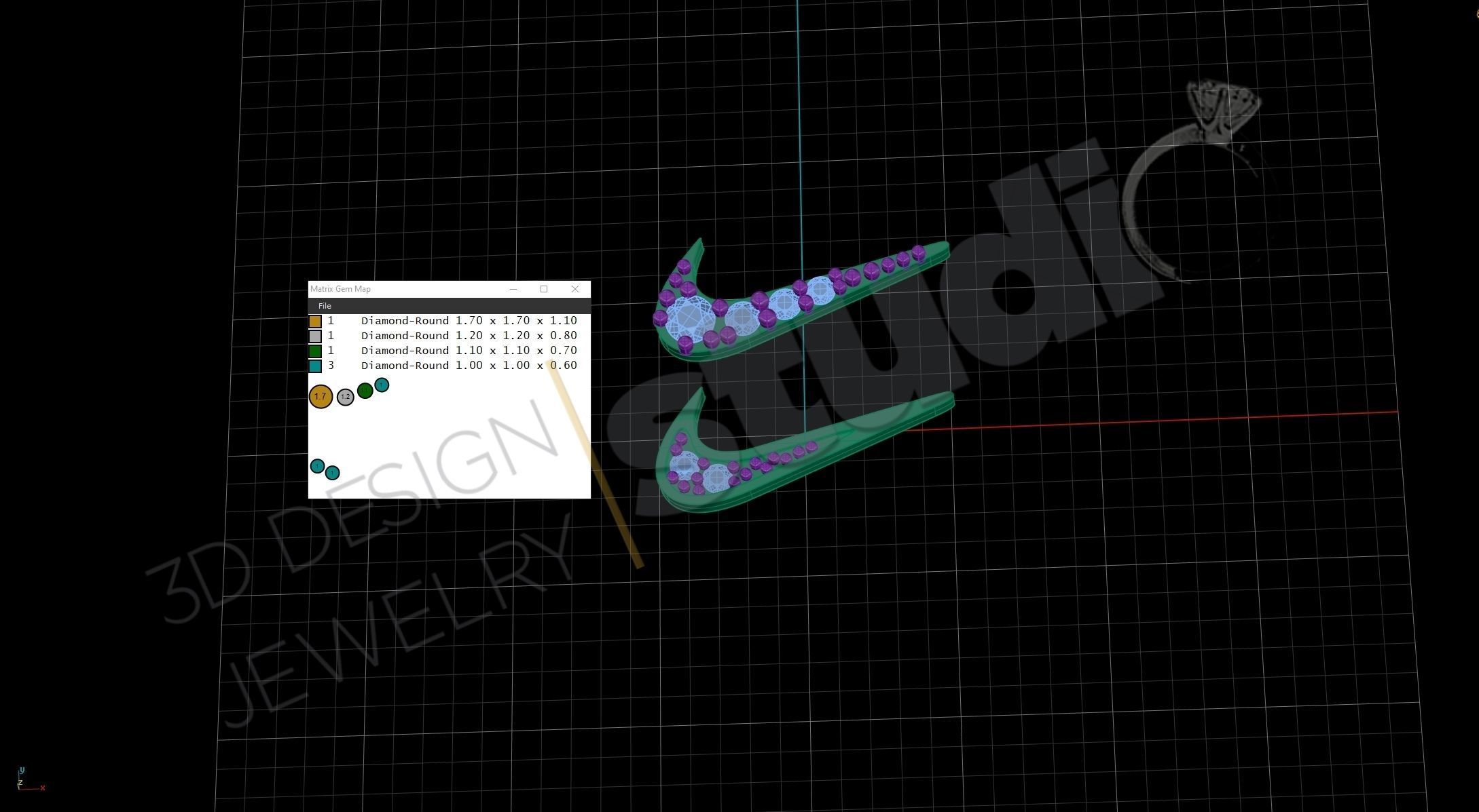 Nike logo earring with gems two versions 3d model 3D print model_4