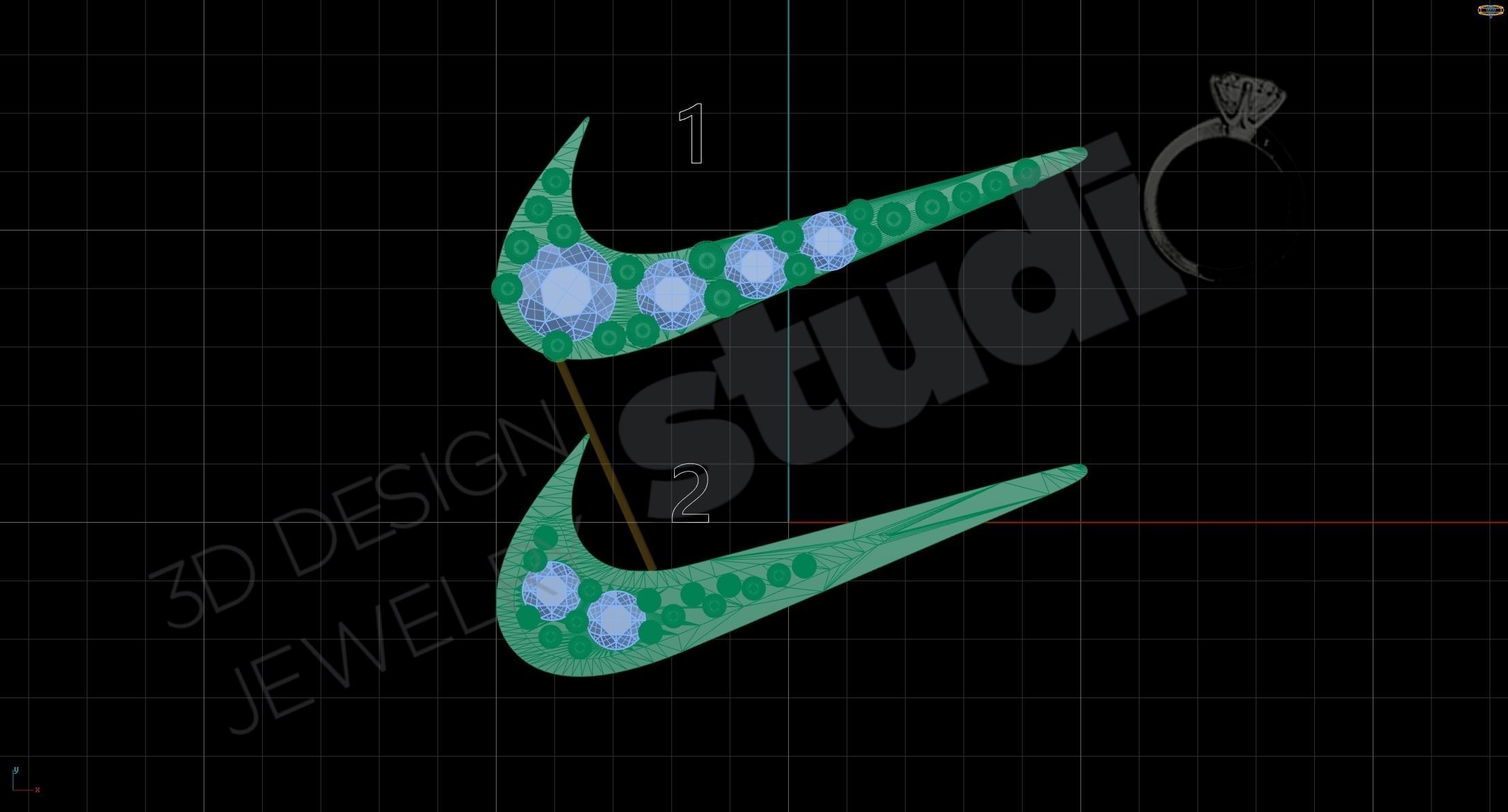 Nike logo earring with gems two versions 3d model 3D print model_6