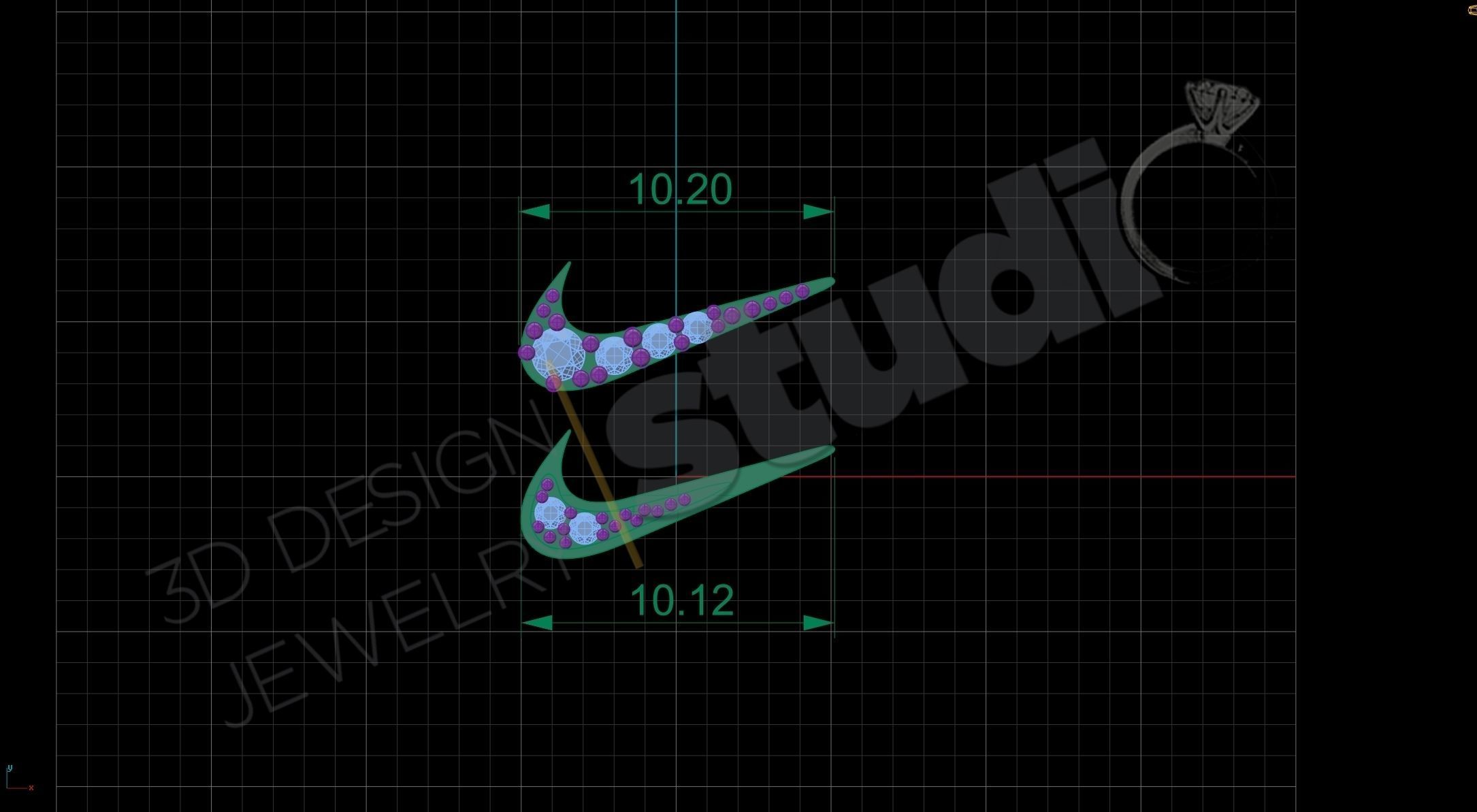 Nike logo earring with gems two versions 3d model 3D print model_2