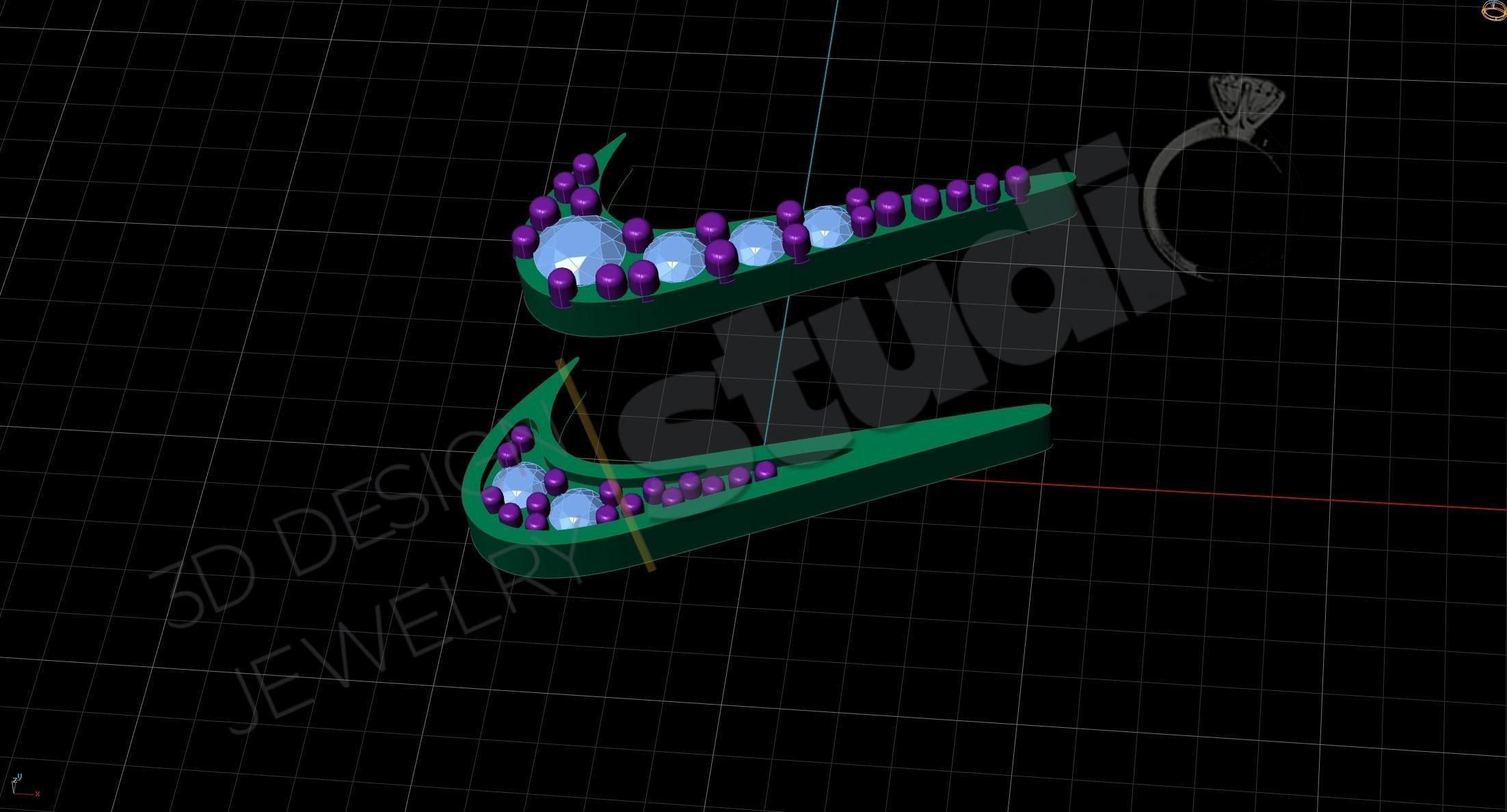 Nike logo earring with gems two versions 3d model 3D print model_5