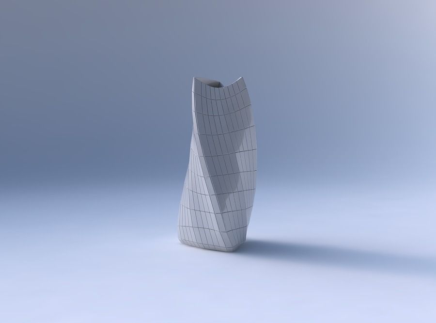 Vase twist curved tipping triangle 2 with distorted grid plates 3D print model_4