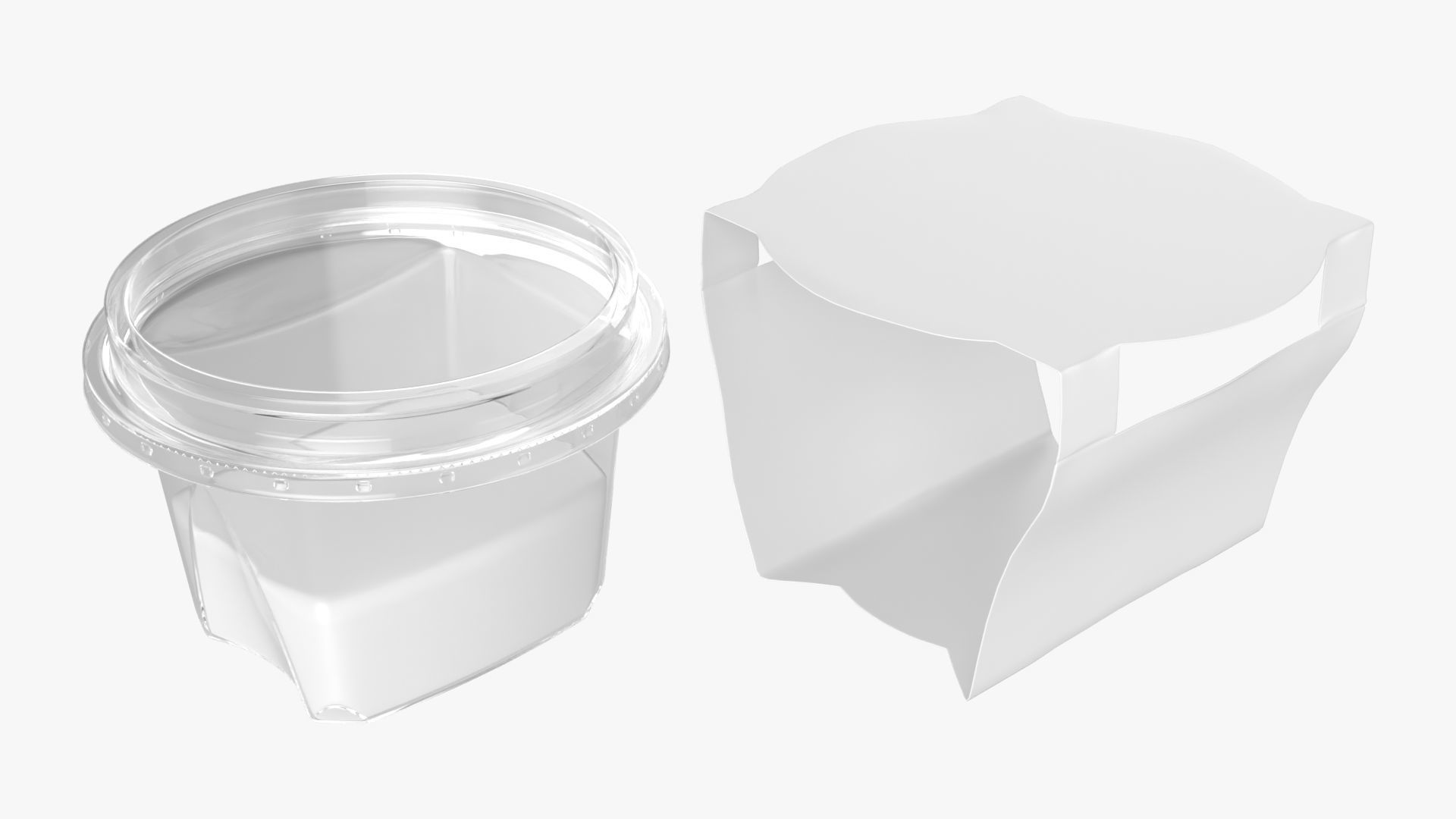 Yoghurt plastic box with paper wrap 3D model_1