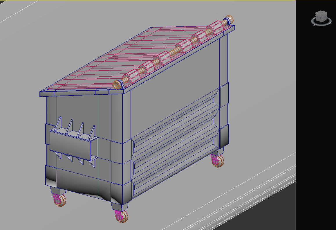 Dumpster trash can on wheels Low-poly 3D model_6