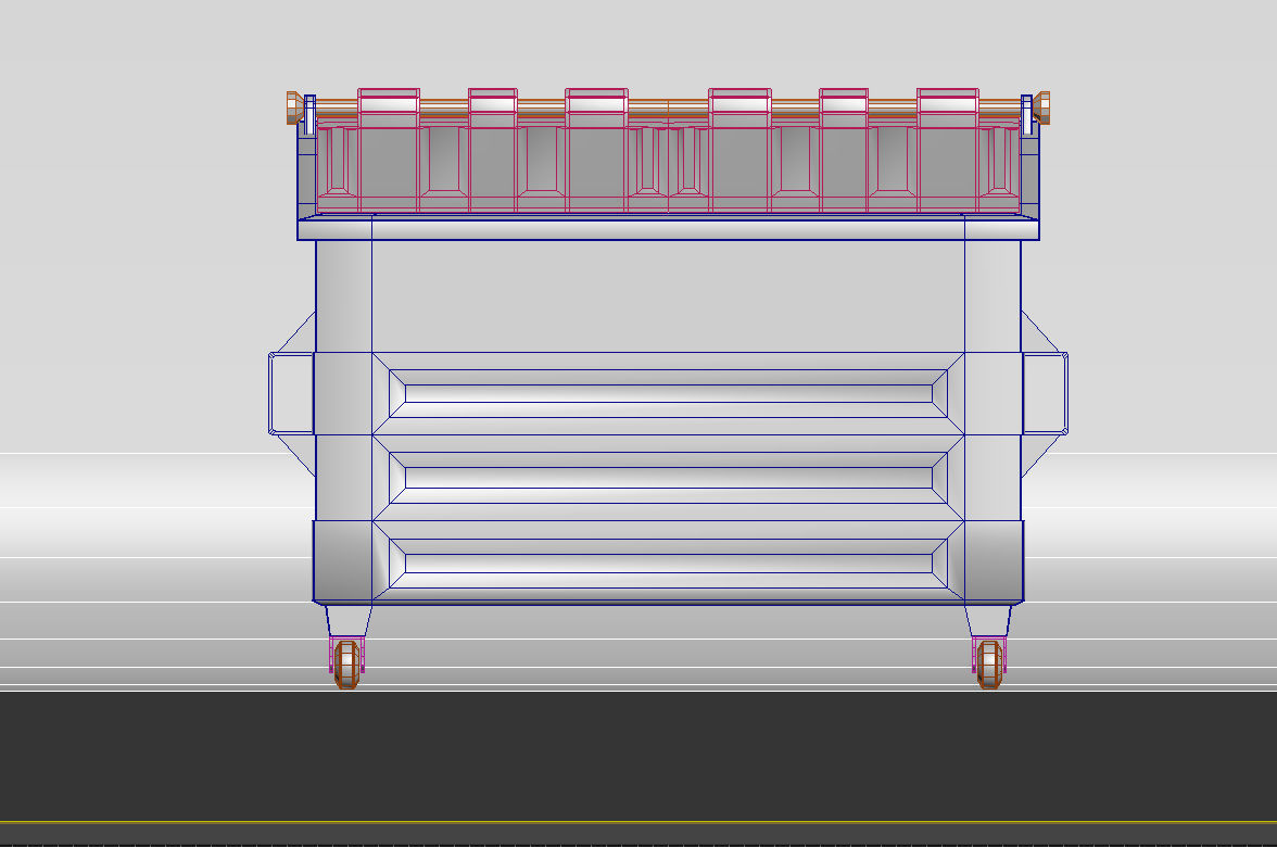 Dumpster trash can on wheels Low-poly 3D model_3