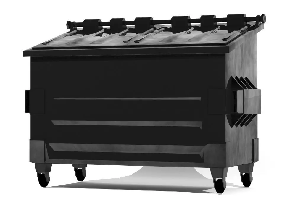 Dumpster trash can on wheels Low-poly 3D model_0