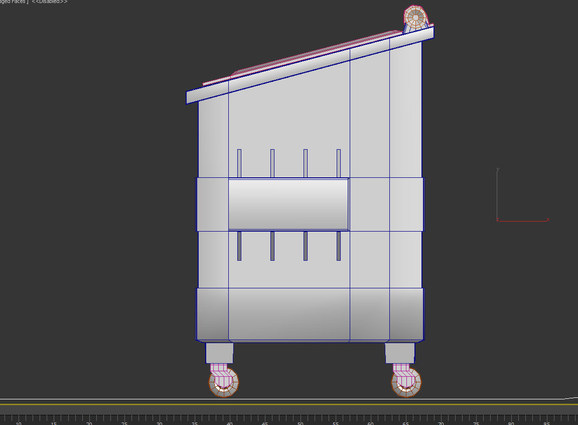 Dumpster trash can on wheels Low-poly 3D model_2