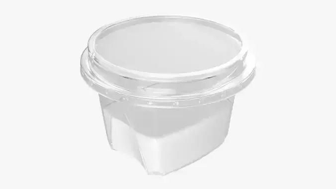 Yoghurt plastic box with paper label