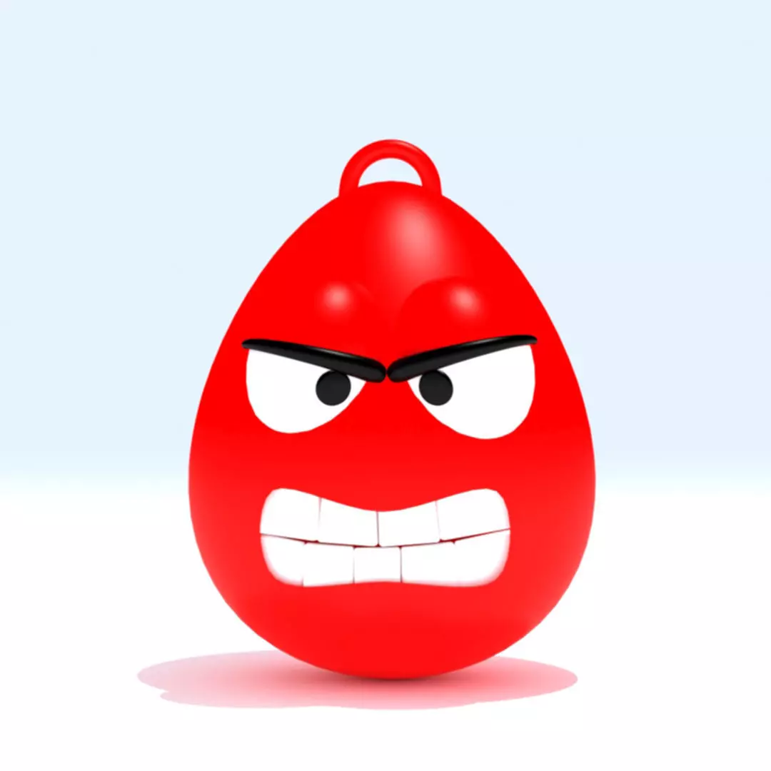 Angry Emoji Keychain 3D print model_0